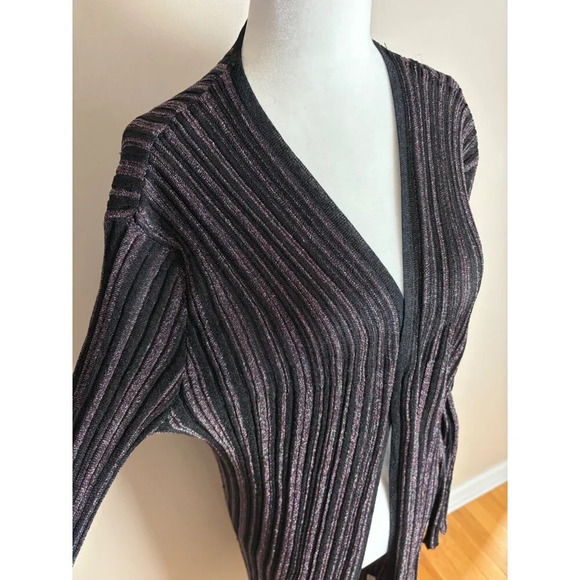 MISA Amberly Duster Cardigan in Purple Black Combo Metallic Size Small - Picture 4 of 13